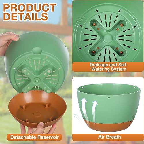 Miniatura 3 de Mumufy 6 macetas colgantes de 8 pulgadas para plantas de interior y exterior, color verde