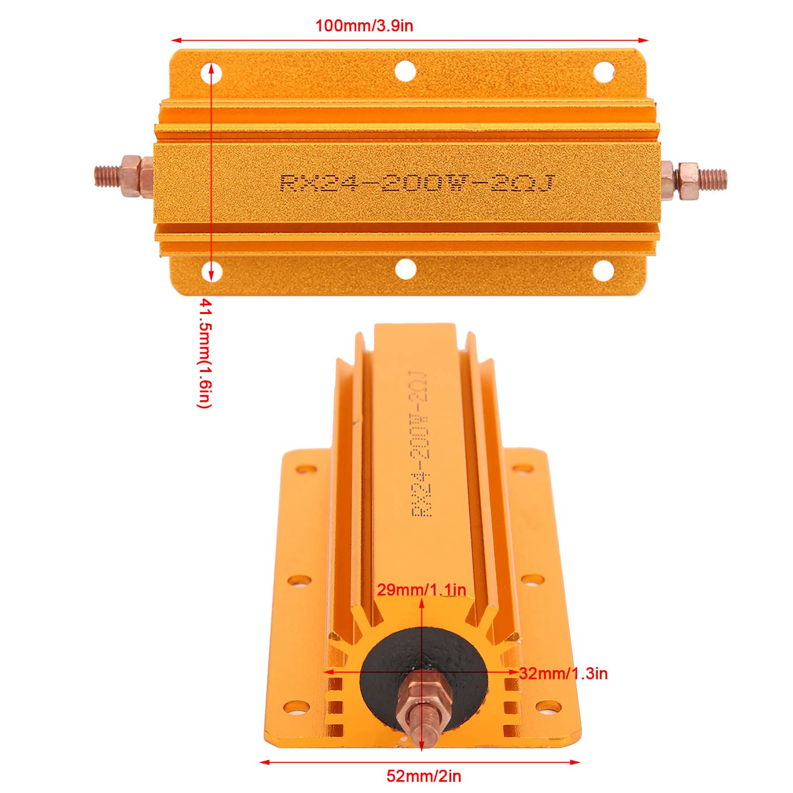 Resistencia bobinada de aluminio de 200 W, 10R, RX24, con carcasa