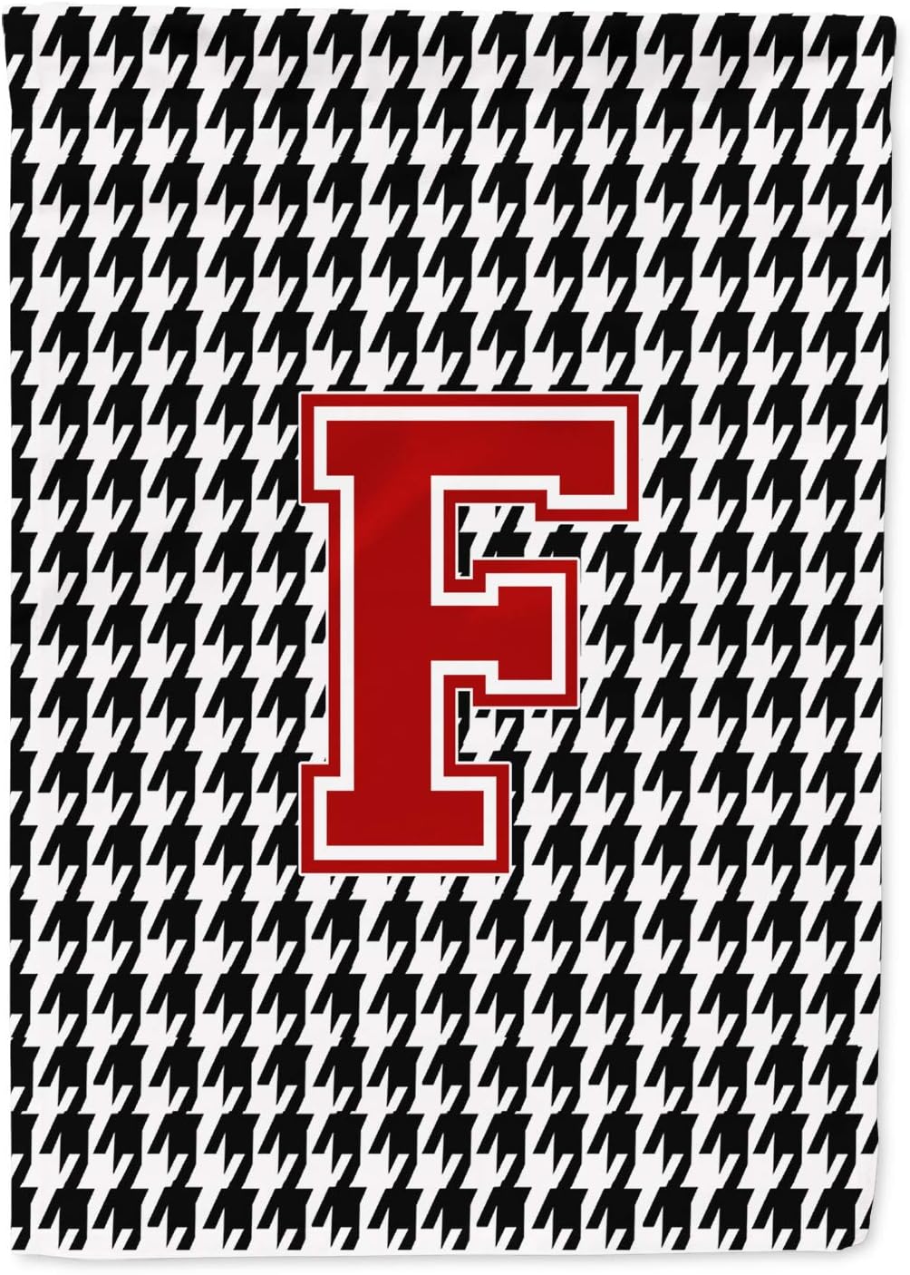 Caroline's Treasures CJ1021-F-GF Houndstooth Black Initial F Monogram Initial Flag Garden Size CJ1021, Small, Multicolor
