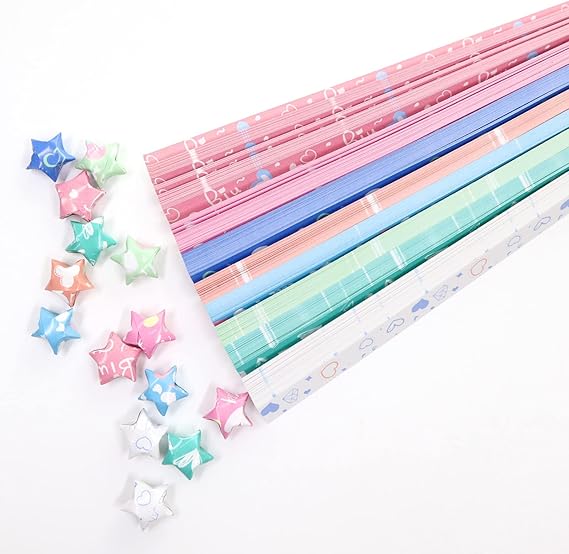 400 Sheets Origami Star Paper Strips Cute, 8 Vivid Colors Lucky Star