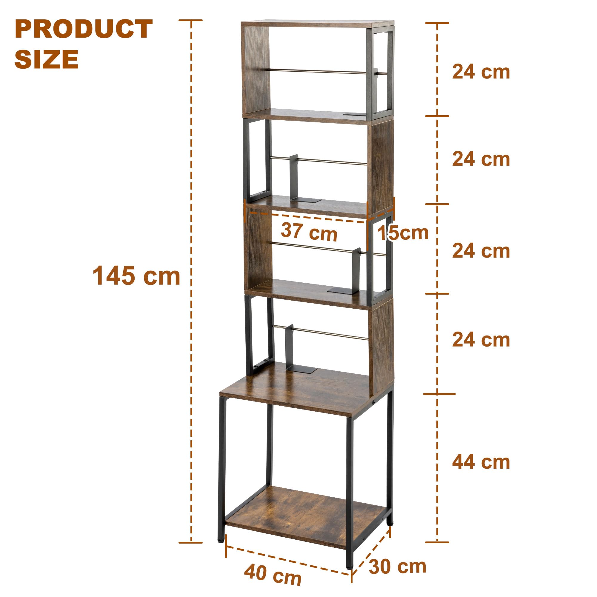 Aquzee Scaffale portaoggetti per CD, 4 ripiani, in legno, per DVD, CD, con divisori regolabili, organizer per media, espositori per CD, DVD, Blu Ray, videogiochi, libri
