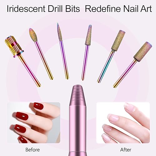 Miniatura 7 de MelodyBetty Taladro eléctrico de uñas máquina profesional de acrílico para gel uñas acrílicas lima de uñas eléctrica USB portátil con brocas