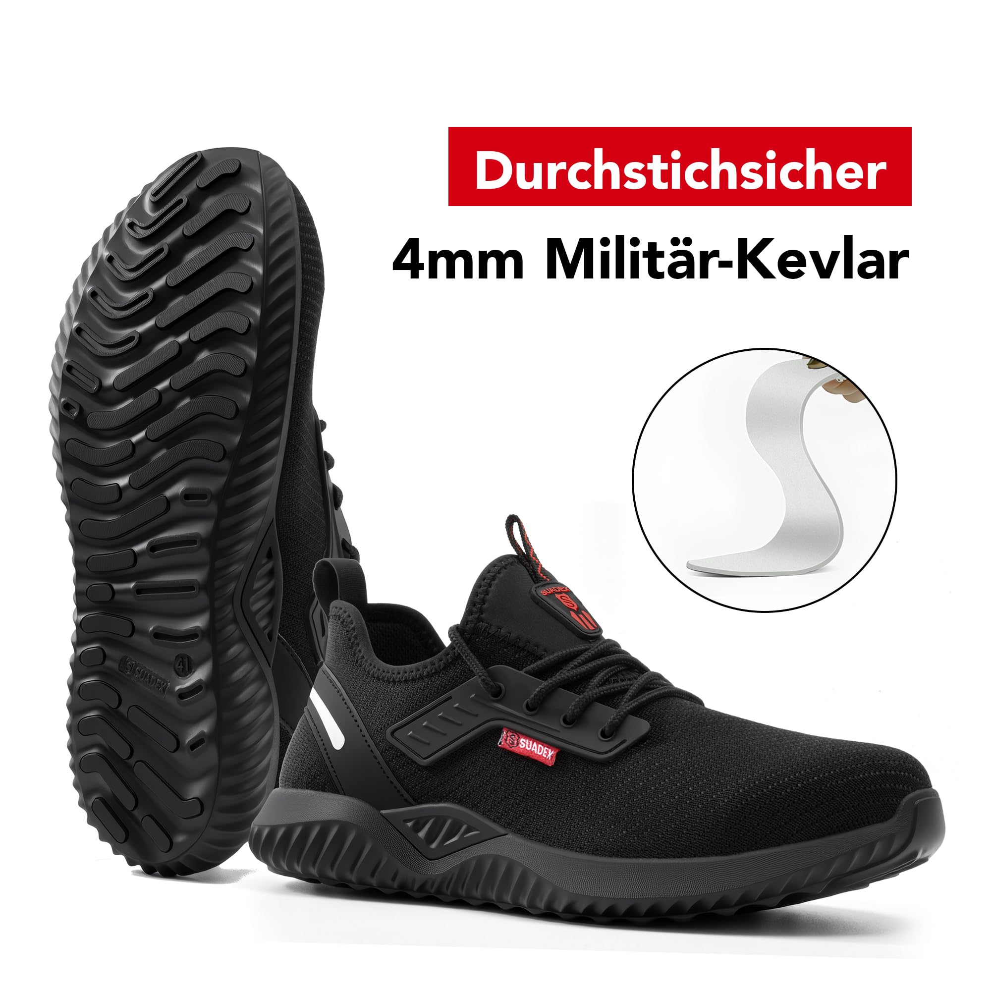 SUADEX Chaussures de Sécurité Hommes Femmes Légère Baskets de Sécurité Respirantes Légère Antidérapant Embout en Acier