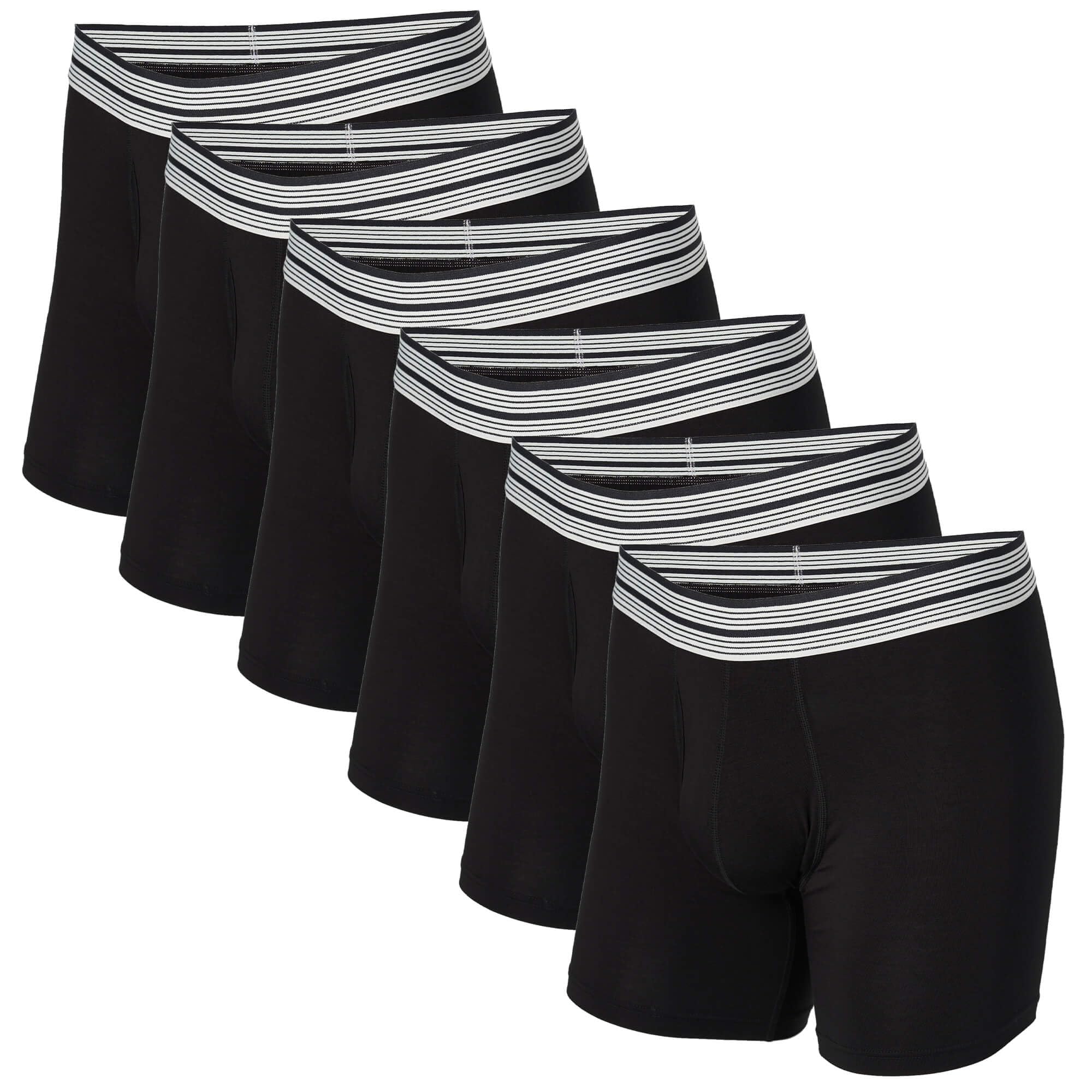 Mr Davis Mens 6 Pack Standard Cut Boxer Brief Underwear XXX-Large Black Bamboo Viscose