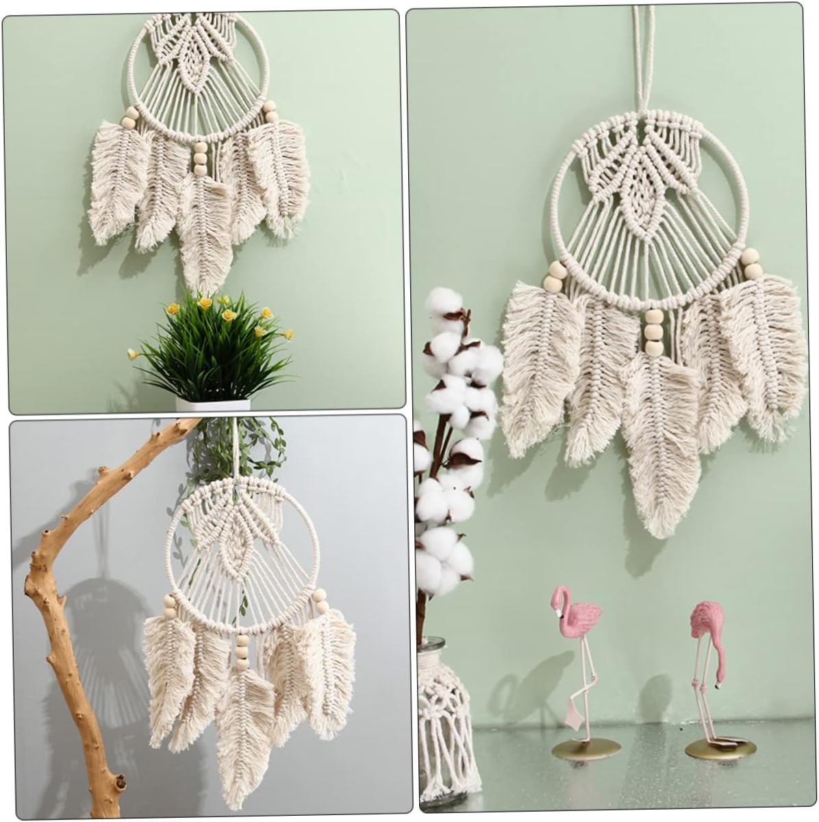 Bamboo Wall Hanging Decor Dream Catcher Wall Art Leaf Unique Hanging Decor for Bedroom
