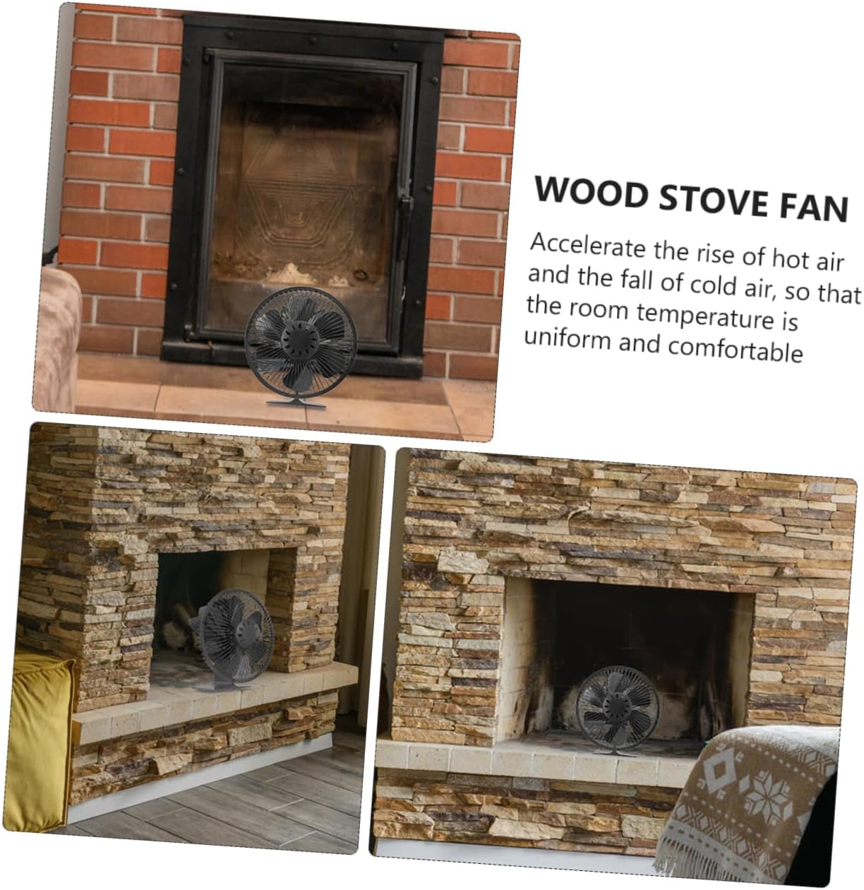 Didiseaon Fireplace Fan Stove Burner Fan Heat-powered Aluminum Alloy Easy to Use