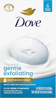 Dove Gentle Exfoliating Beauty Bar 6-Pack - Mild Cleanser with Exfoliating Beads for Softer, Smoother, More Moisturized Skin 3.75 oz Bars
