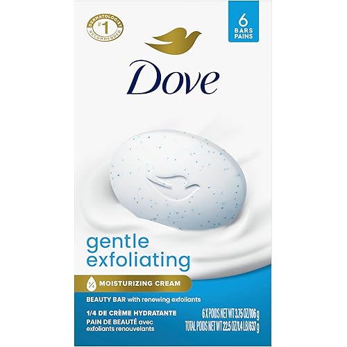 Dove Beauty Bar Gentle Exfoliating With Mild Cleanser 6 Bars More Moisturizing Than Bar Soap For Softer And Smoother Skin 3.75 oz