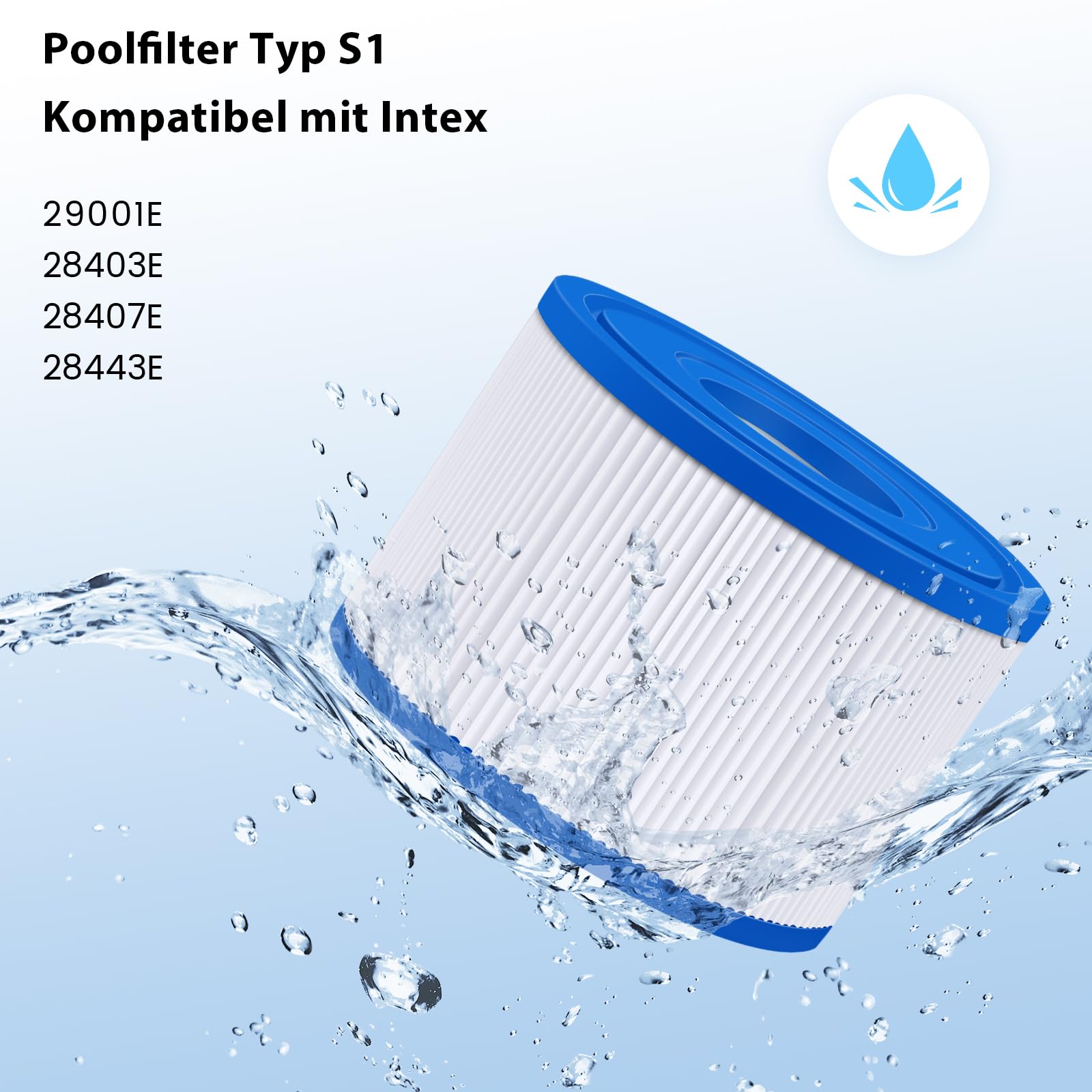 KGC 12 Stück S1 Filter Pool, 10.6cm x 4.5cm x 7cm, S1 Filterkartusche Whirlpool,Aufblasbare Whirlpool-Filter kompatibel, Poolfilter für Intex PureSpa Typ S1, Whirlpool Filter für 29001E Spa