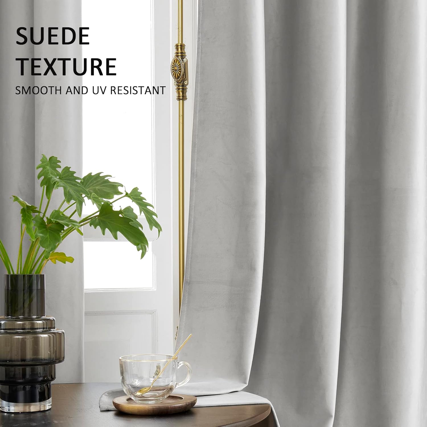 MRTREES Light Grey Blackout Velvet Eyelet Curtains Bedroom Luxury 66