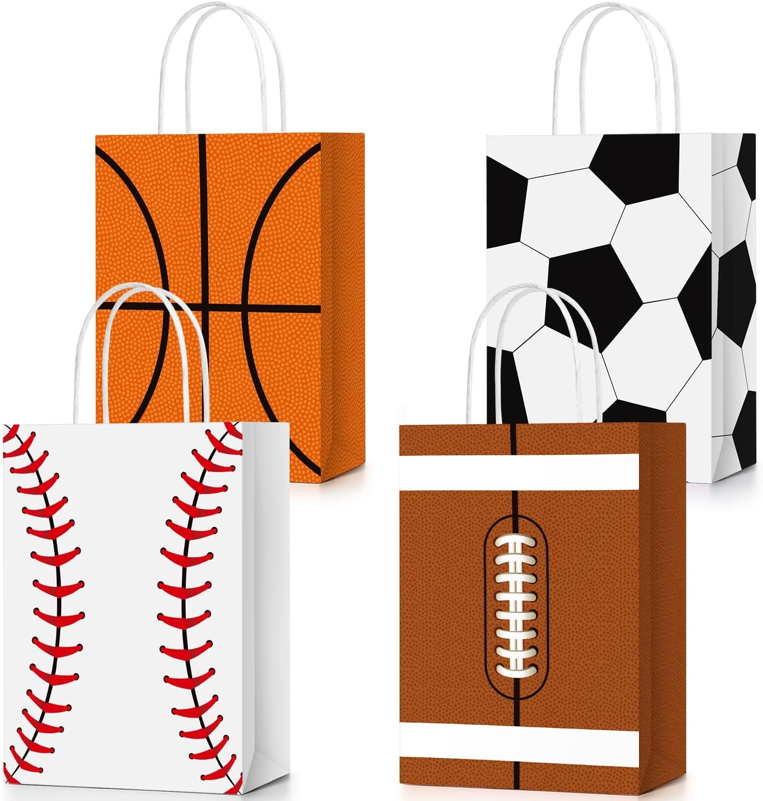 Excefore Paper Party Gift Bags, 24 Pcs Soccer Drawstring Bags for Kids, Sports Party Favors Bags, Soccer Basketball Goodie Bags Favors, Soccer Bags For Snacks, Soccer Gift Bags