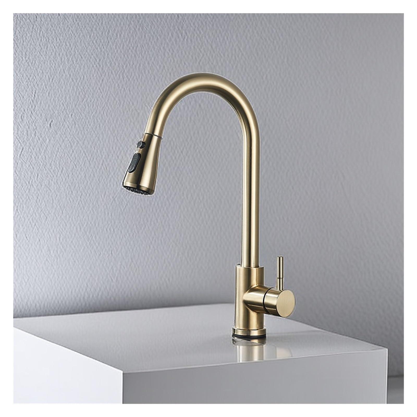 Robinet de cuisine avec douchette rétractable en nickel brossé