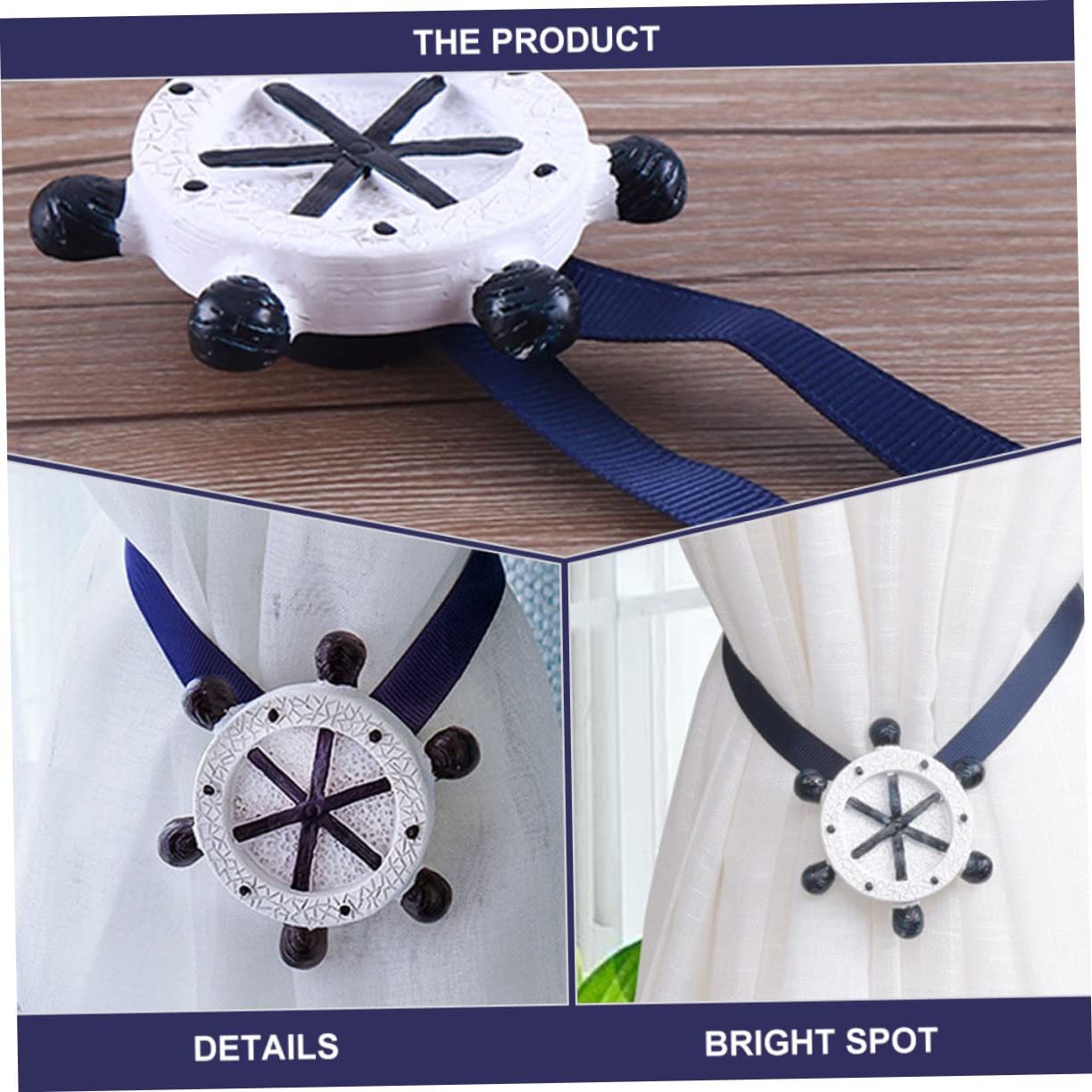 Lot De 2 Boucles De Fixation pour Rideaux Embrasses Magnétiques en Résine Élégantes pour Salon Chambre Cuisine Salle De Bain 4 Pièces X 2