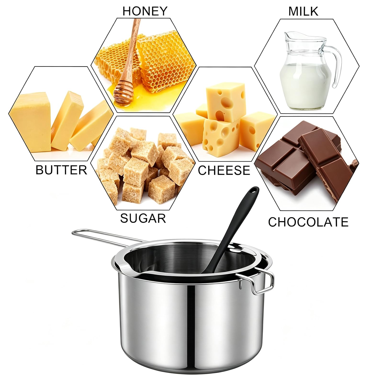 Zalaxt Double Boiler Set - Stainless Steel Melting Pots -6