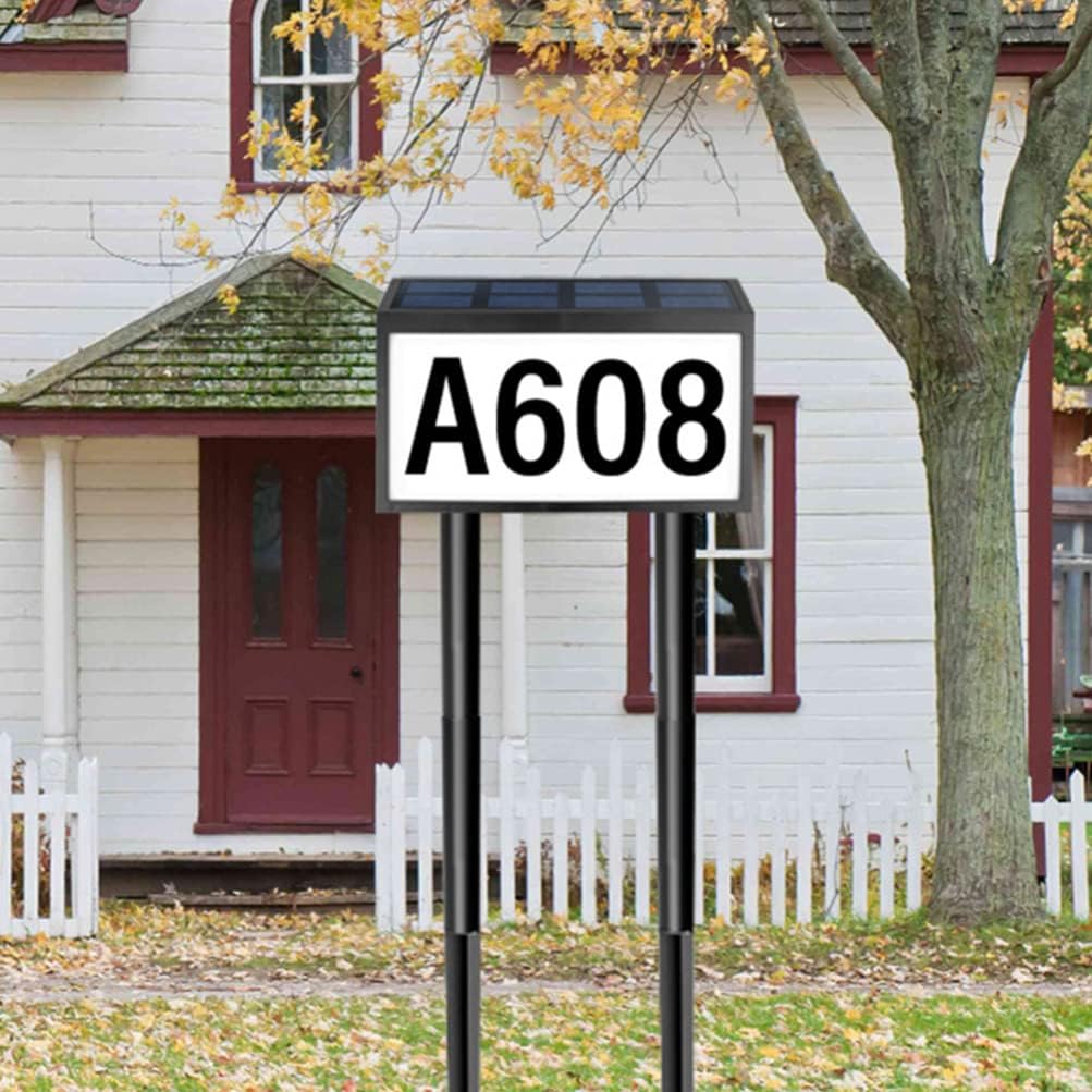 DOITOOL 1set Solar Powered Address Sign Illuminated Numbers Outdoor Solar Light for Year Visibility Easy Installation for Home and Garden