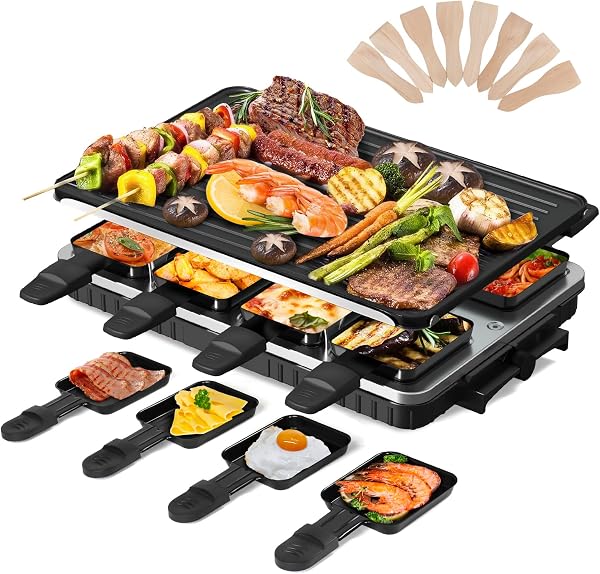 Hengbo 2-in-1 Raclette Grill 8 Personen Electric BBQ