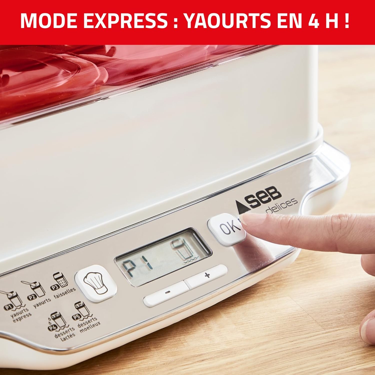 Yaourtière Seb Multi Délices Express: 12 Pots Verre, 5 Programmes, Fabriqué en France - Image détaillée