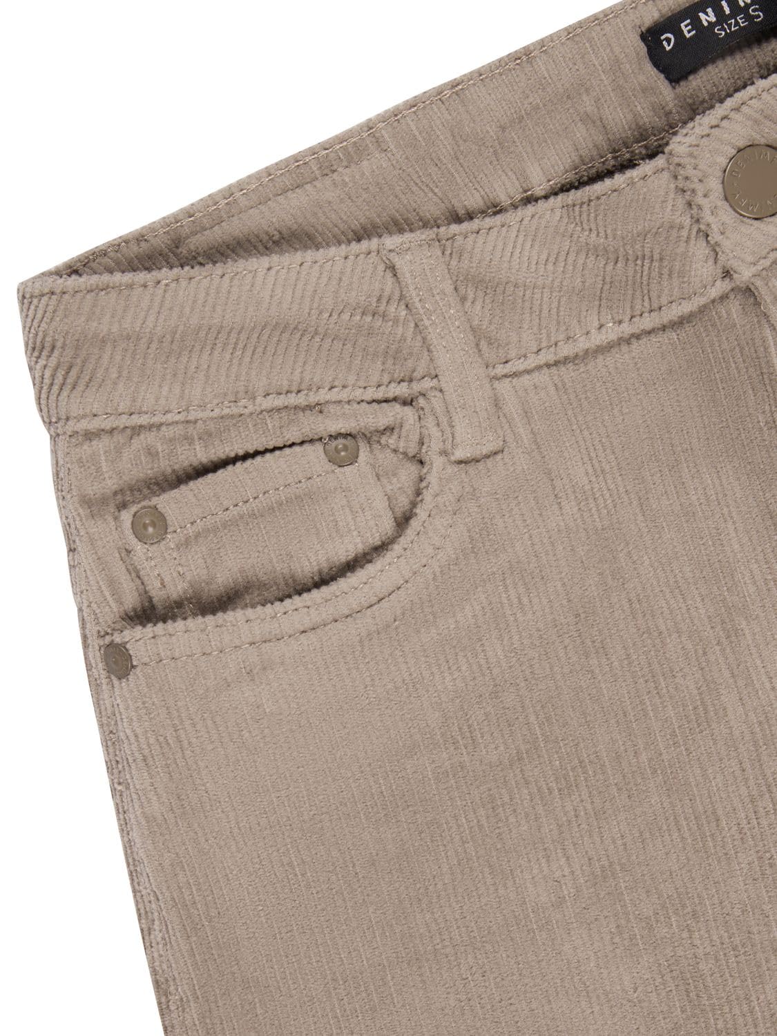 DENIMFY Sztruksowe spodnie damskie Mom Fit High Waist proste nogawki Stretch DFLisa Sztruksowe spodnie spodnie zapinane na zamek błyskawiczny kieszenie jednokolorowe szare różowe niebieskie beżowe