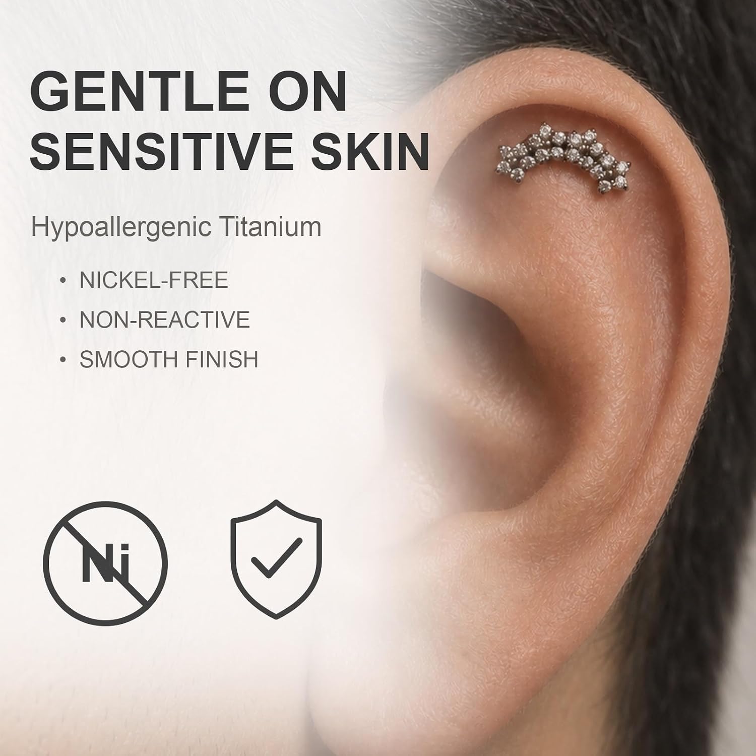 16G G23 Titanium Flat Back CZ-Flower Stud Piercing Jewelry