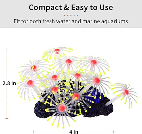 Miniatura 5 de Uniclife Planta de coral artificial con efecto brillante para pecera, adorno decorativo de acuario (amarillo)