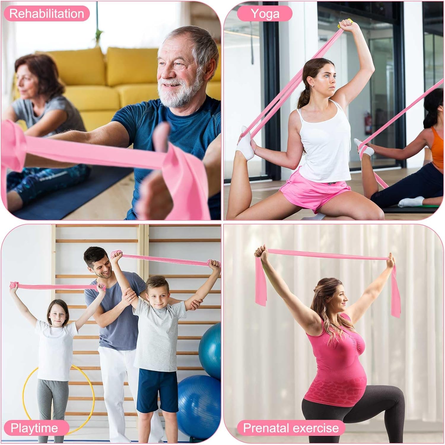 DEEKIN 10 Pcs Resistance Bands Professional Exercise Elastic Bands Latex-Free Yoga Starter Set for Pilates, Physical Therapy, Strength Training, Yoga, Working Out for Women Home Gym