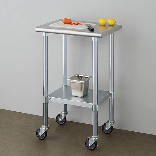 Vista 20 de Rockpoint - Mesa de acero inoxidable para preparación y trabajo con protector contra salpicaduras, 24 x 36 pulgadas; para cocina comercial, metal