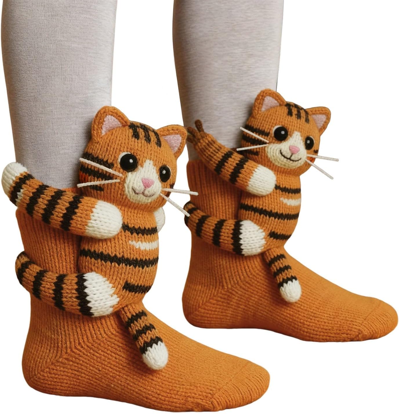 3D Knit Animal Socks, 2026 New Novelty Floor Sock For Christmas, Cute Novelty Animal Socks, Double Layer Hand Crochet Knit Sock, Designs For Men & Women (Cow,Einheitsgröße