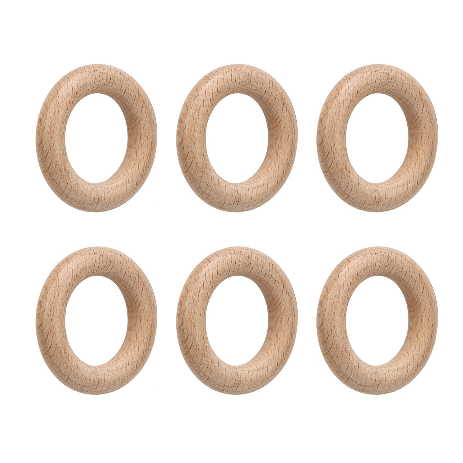 Anelli in legno Confezione da 30 anelli in macramè, robusti e non finiti, in legno di faggio, con finitura liscia, facile da colorare, ideali per decorazioni fai da te, progetti (4 cm)