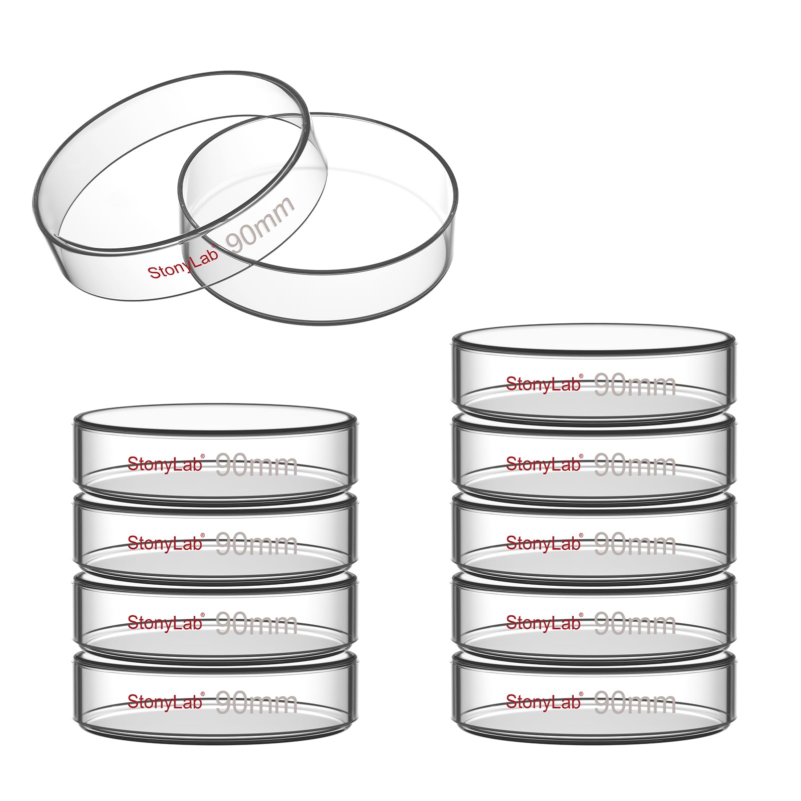stonylab 10-Pack Glass Petri Dishes, 120x25 mm Borosilicate Glass Clear Culture Dish with Clear Lid for Laboratory — Amazon image 11