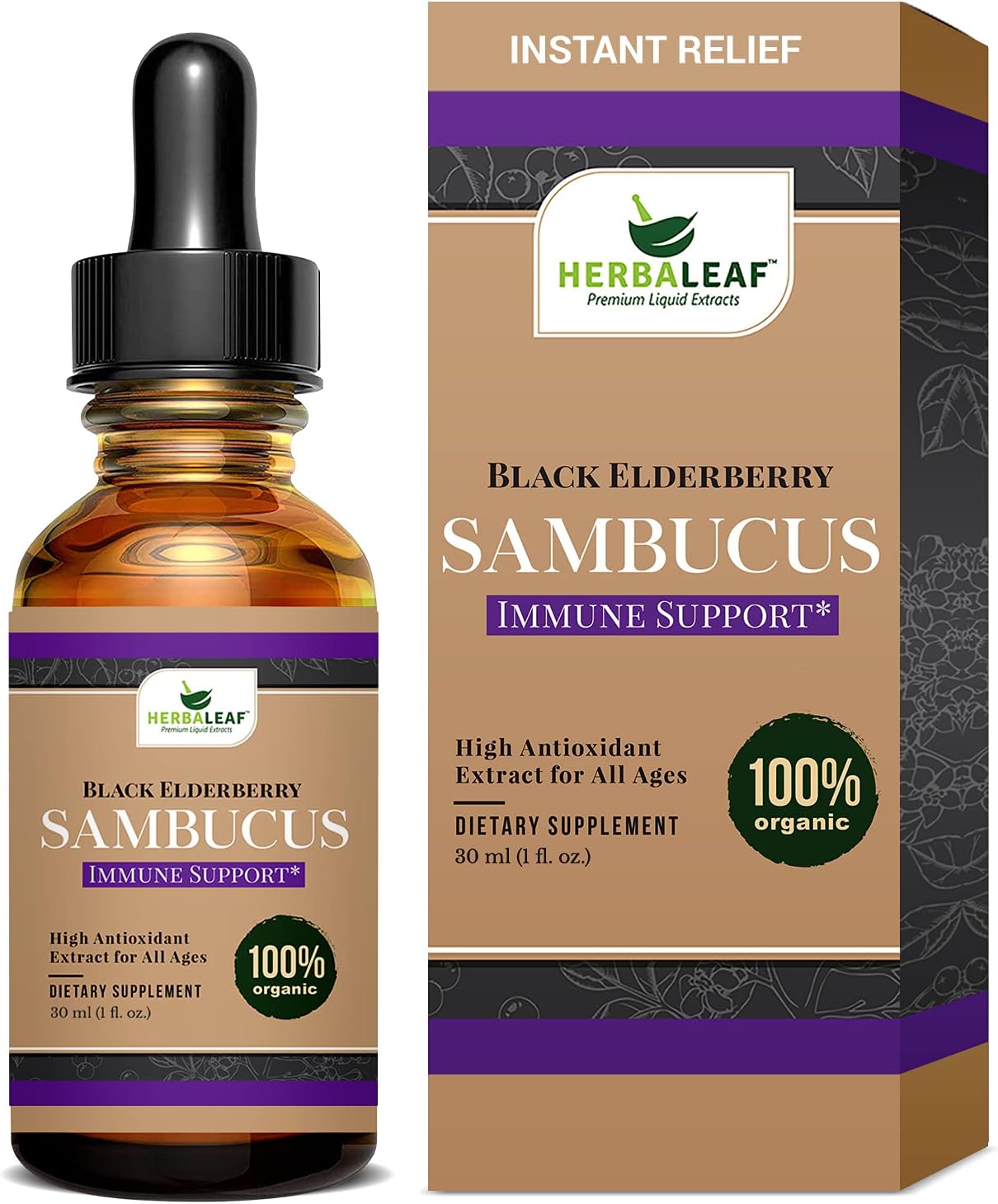 HERBALEAF Sambucus Mesa Mall Black Elderberry Concent Syrup Immune Support safety