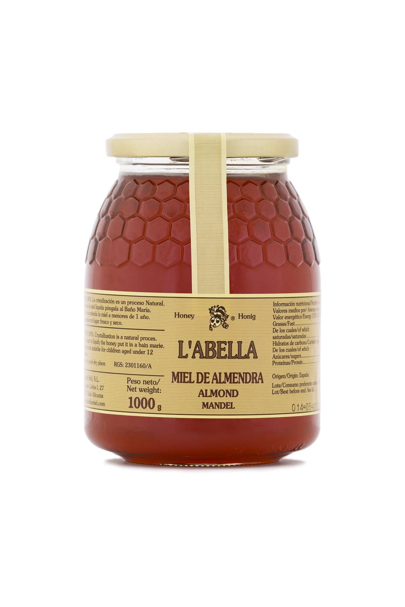 L'Abella Mel - Pack de 3 tarros de Kg de Miel de la flor del Almendro, Azahar y Tomillo - 100% Natural | Miel Pura Recolectada Artesanalmente en Valle Jalón - 3000g