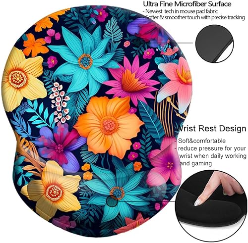 Miniatura 10 de Alfombrilla de mouse con soporte para muñeca, antideslizante, de goma, 8.75 x 7.5 pulgadas, alfombrilla de mouse pequeña para computadora portátil