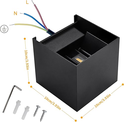 Miniatura 5 de SOKHNA Lámpara de pared impermeable de aluminio LED moderna,Luz de pared al aire libre,6W 3000K blanco cálido, IP65 impermeable al aire libre