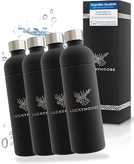 Luckymoose Infinity 4x Edelstahlflaschen Wassersprudler 1,25L – Kompatibel mit der LM Infinity Serie, Aarke Carbonator 3 und Brita SodaOne - Umweltfreundlich, bruchsicher & spülmaschinenfest