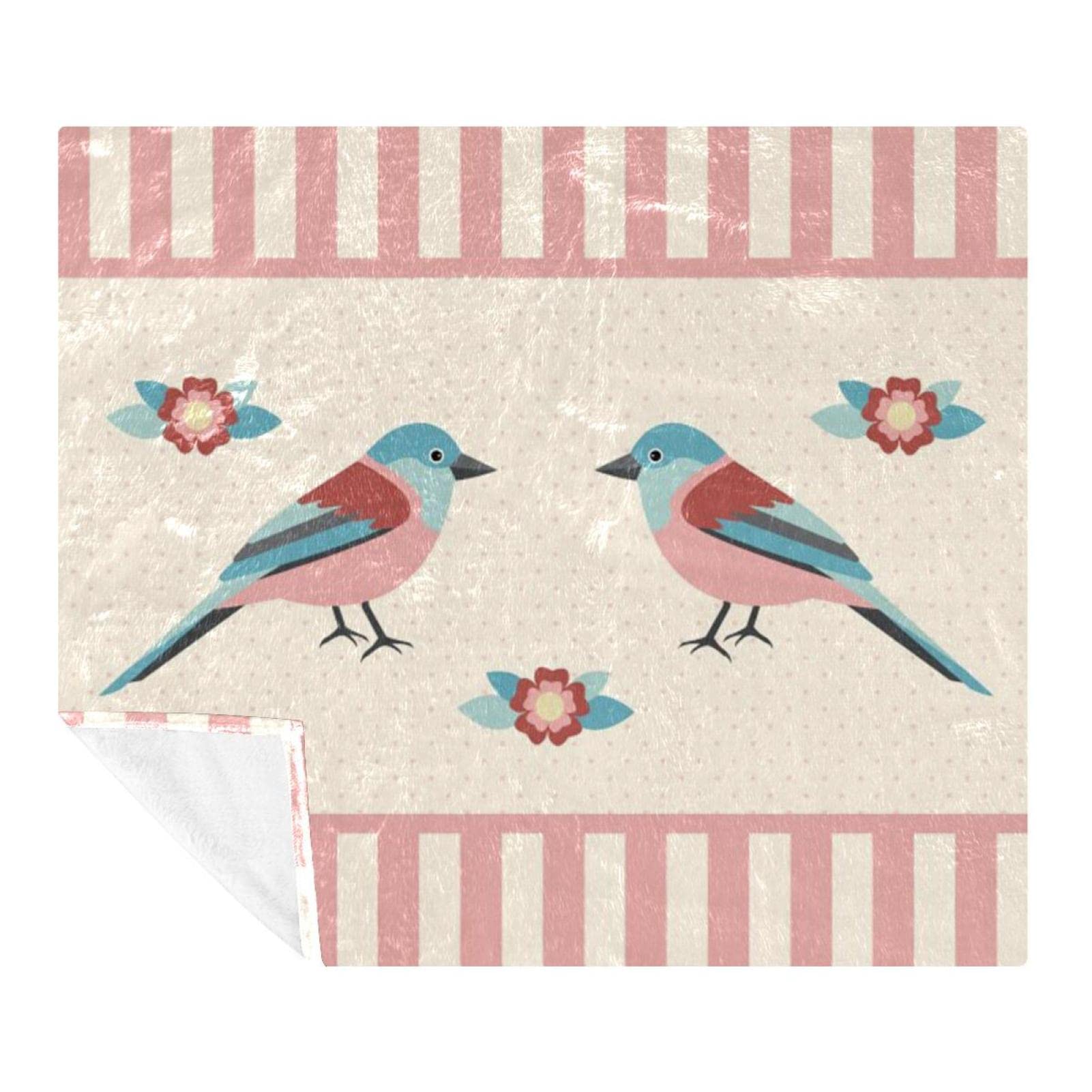 Couverture plaid polaire légère Teo Birds 150 x 130 cm pour lit adulte