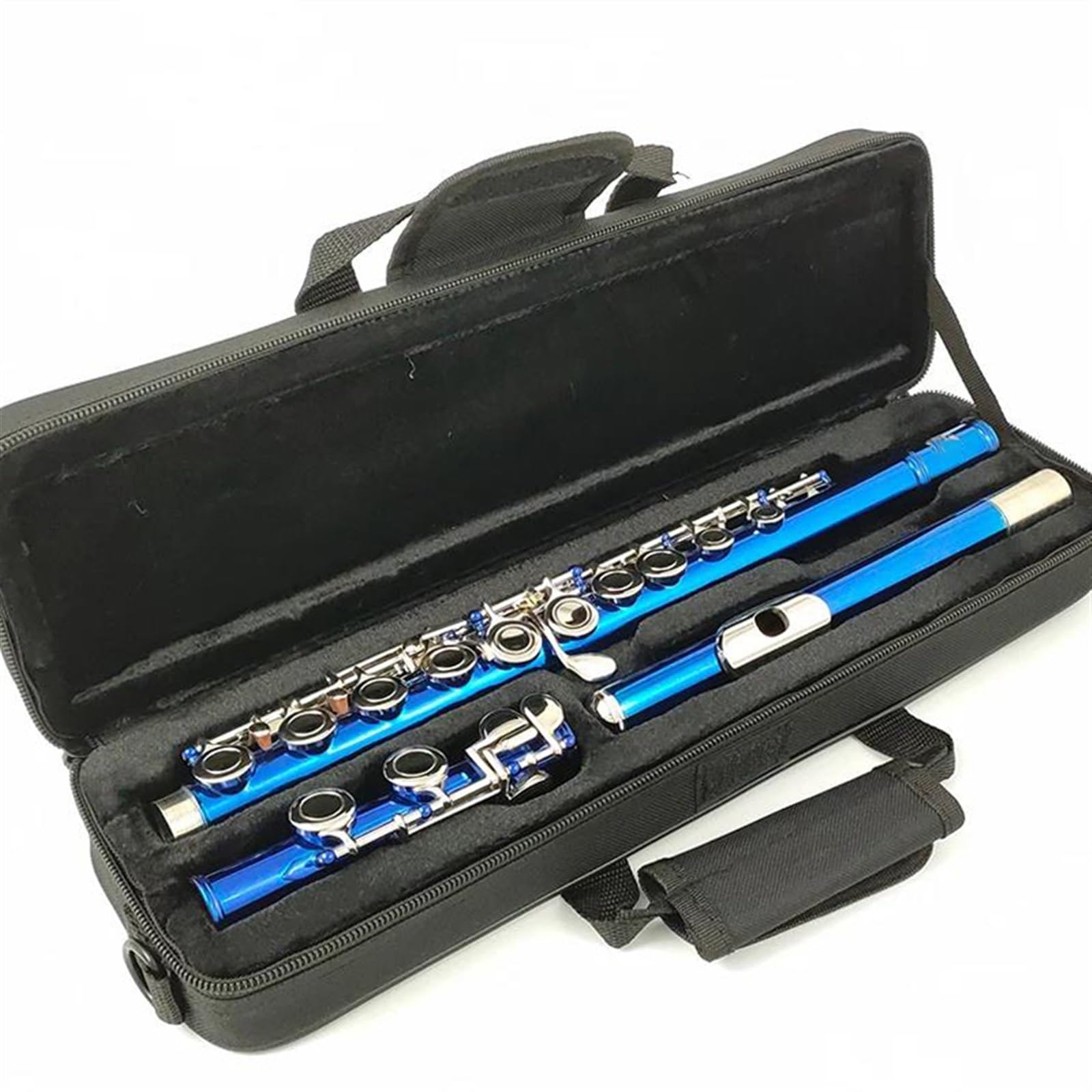 Flauto Traverso Flauto Placcato In Nichel Blu Con Chiave E 16 Fori Ravvicinati Chiavi C Strumento Cupronichel