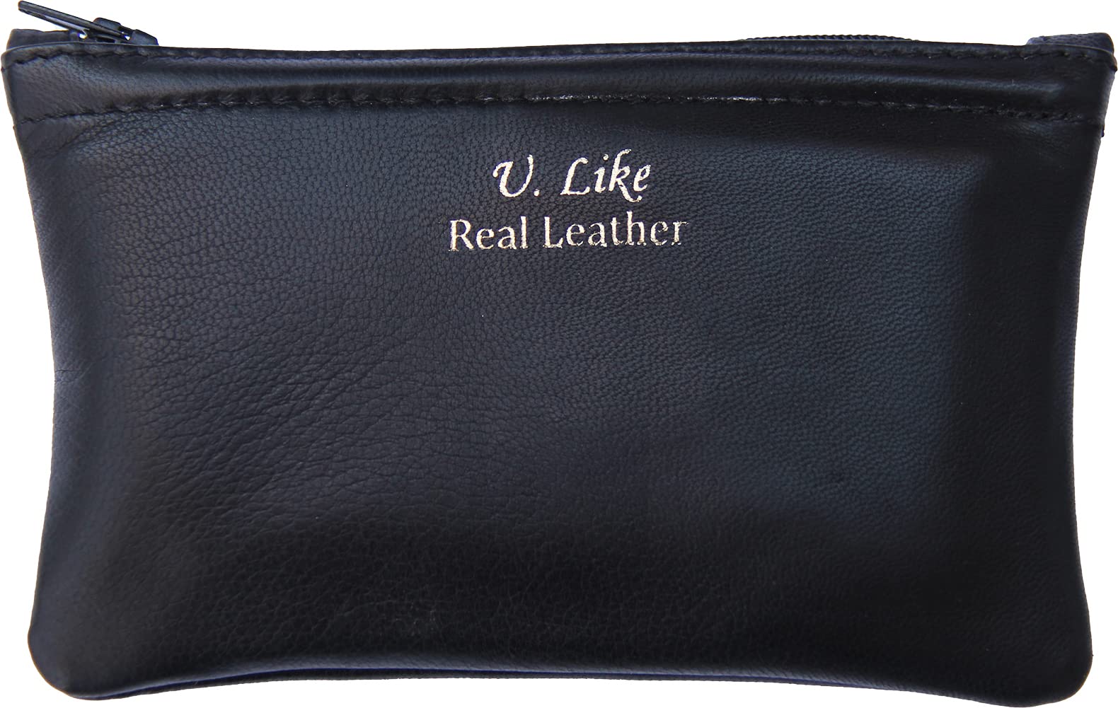 Soft Zipper Pouch Bag Case in Real Leather