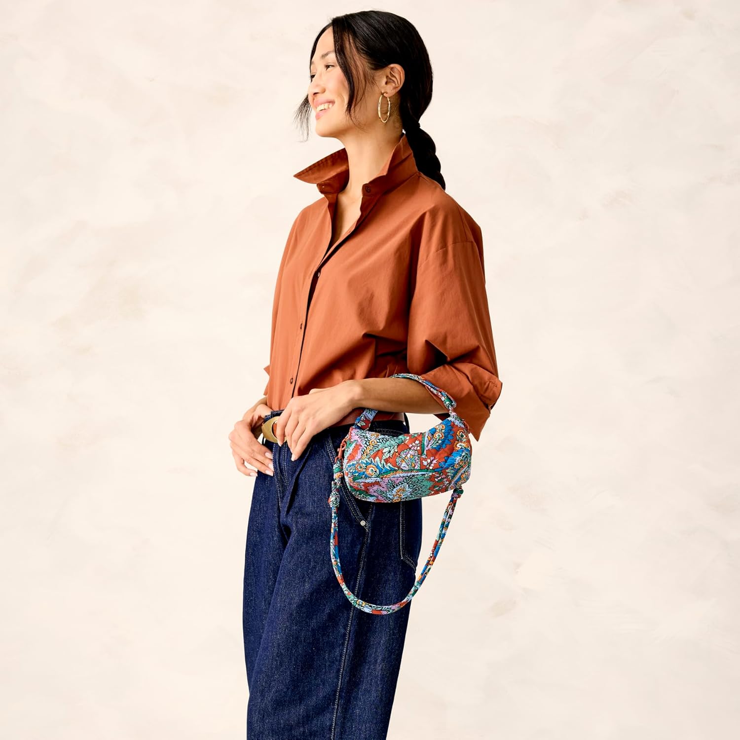 womens Premium Cotton Roxbury Crescent Crossbody Bag - Image 6