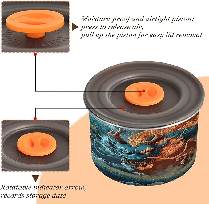 ALAZA Dragon Water Fire Coffee Canister 30oz Acero Inoxidable miniatura 5