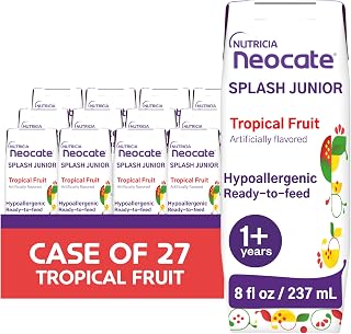 Neocate Splash Junior - 1+ years - Hypoallergenic Toddler Formula for Food Allergy Relief - Ready-to-Feed Hypoallergenic - Amino Acid-Based Toddler Junior Formula - Tropical Fruit 8 fl oz (Case of 27)