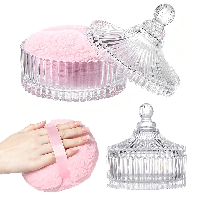 Puff extragrande para pó com recipiente transparente AmeLeis, 15,24 cm