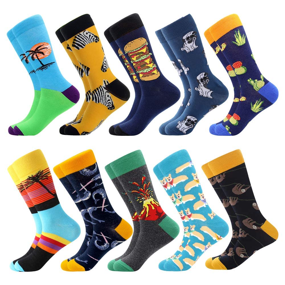 BISOUSOX Calzini da Uomo Divertenti,Calzini alla Moda Pazzi Colorati per Uomo Calzini Classici,Calzini Novità,Calzini per Scarpe Sportive Miglior Regalo per Amico Marito