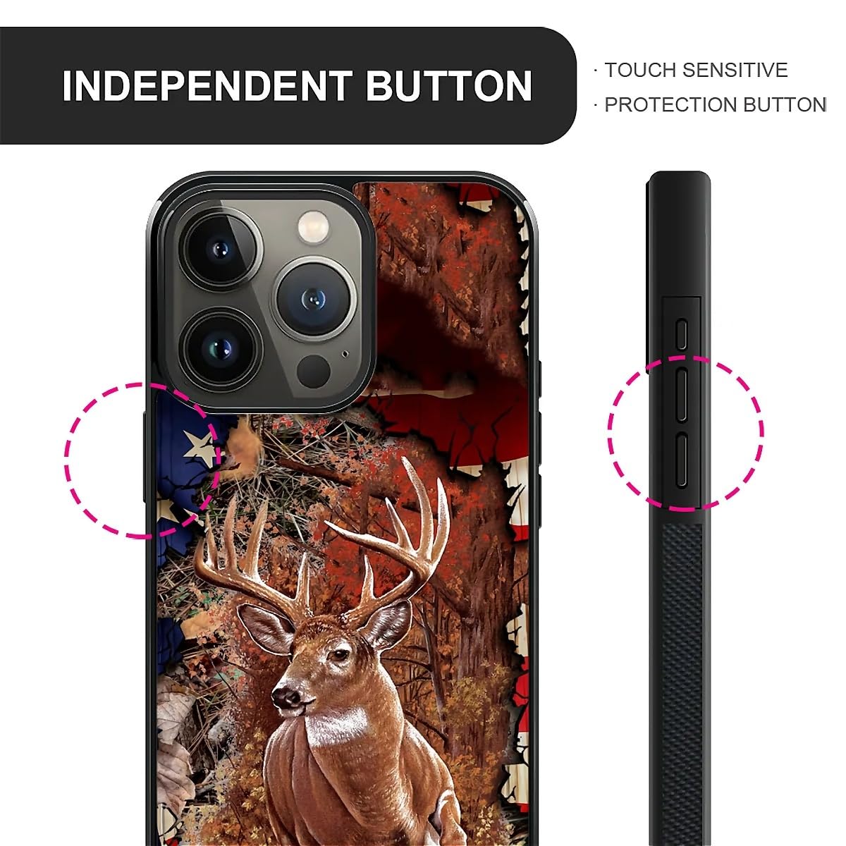 DAIZAG Case Compatible With IPhone 15 Pro Max,Shockproof Soft Phone Cover For Boy Men Gift Case,Classic Camo Hunter Jungle Deer - View #8