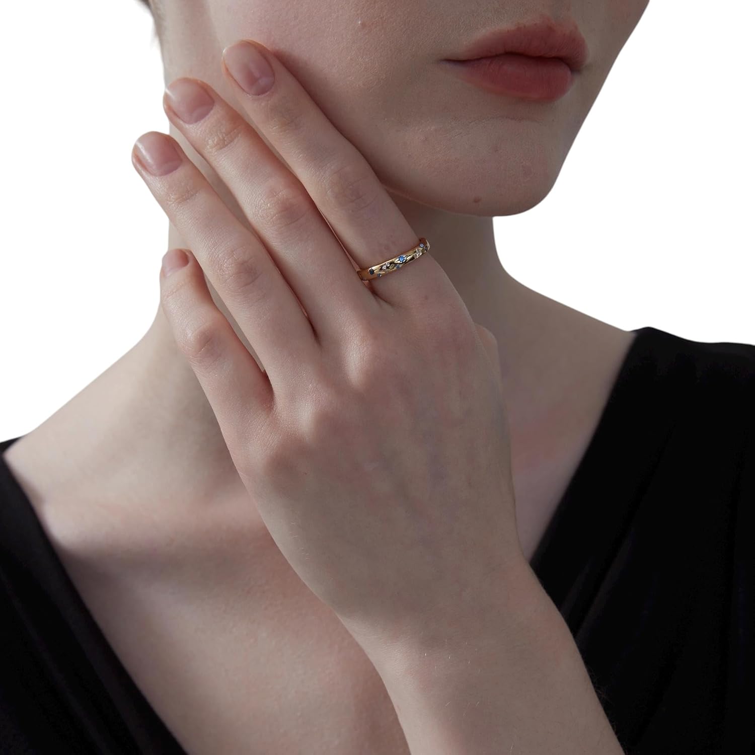 Moon Star Stacking Band Ring • Dainty Gold Star Matching Couple Ring • Sterling Silver Friendship Jewelry • Trendy Best Friend Gift wedding jewelry promise for women