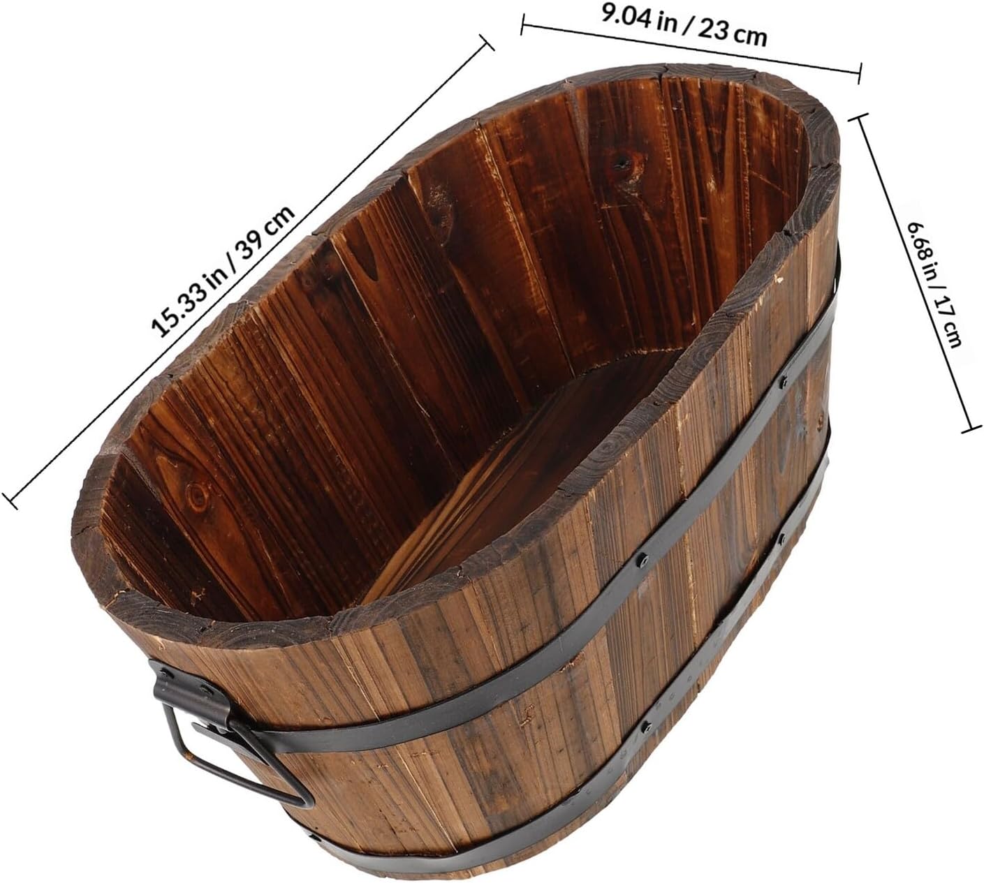 Wooden Flower Planter Box Small Outdoor Patio Vegetable Planting Pot Rectangular Carbonized Wood Garden Planter for Balcony and Yard Use