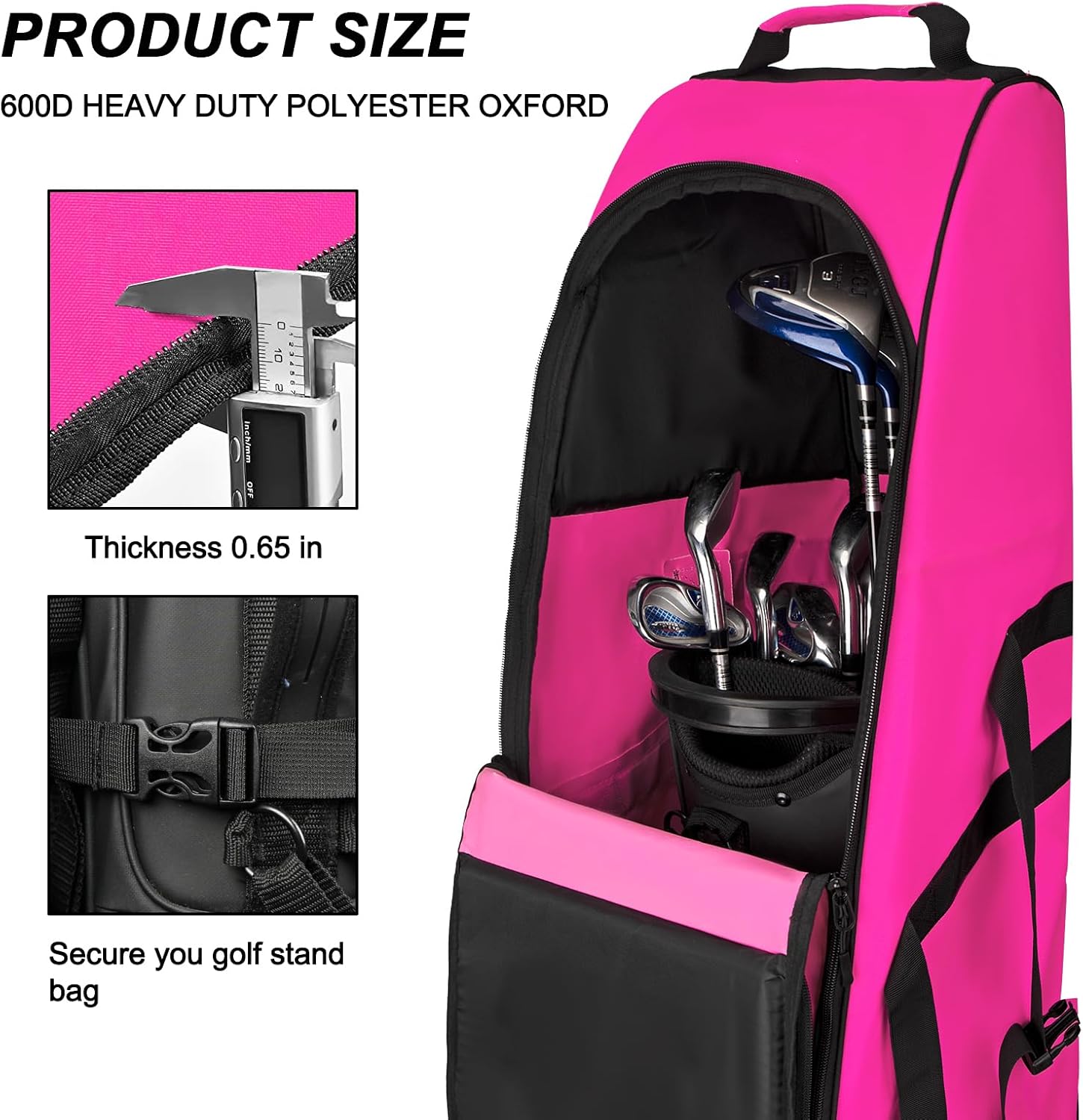 Goloni Golf Travel Bag with Wheels for Airlines, Heavy Duty Golf Club Travel Case, Water Resistant Golf Bag Cover for Air Travel, Portable Foldable Golf Luggage for Men Women
