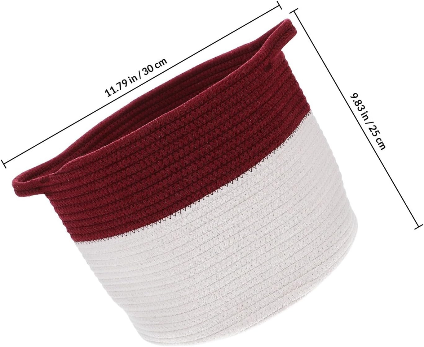 ULTECHNOVO Woven Cotton Rope Storage Basket Large Sundries Organizer with Dual Handles for Nursery, Laundry, and Desktop Storage in Wine Red