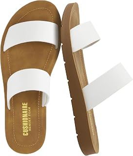 CUSHIONAIRE Women's Imelda 2 band slide sandal +Memory Foam