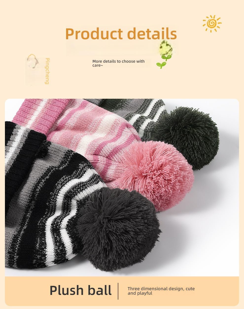Kids Fleece Lined Set Knit Hat Neck Warmer Mittens
