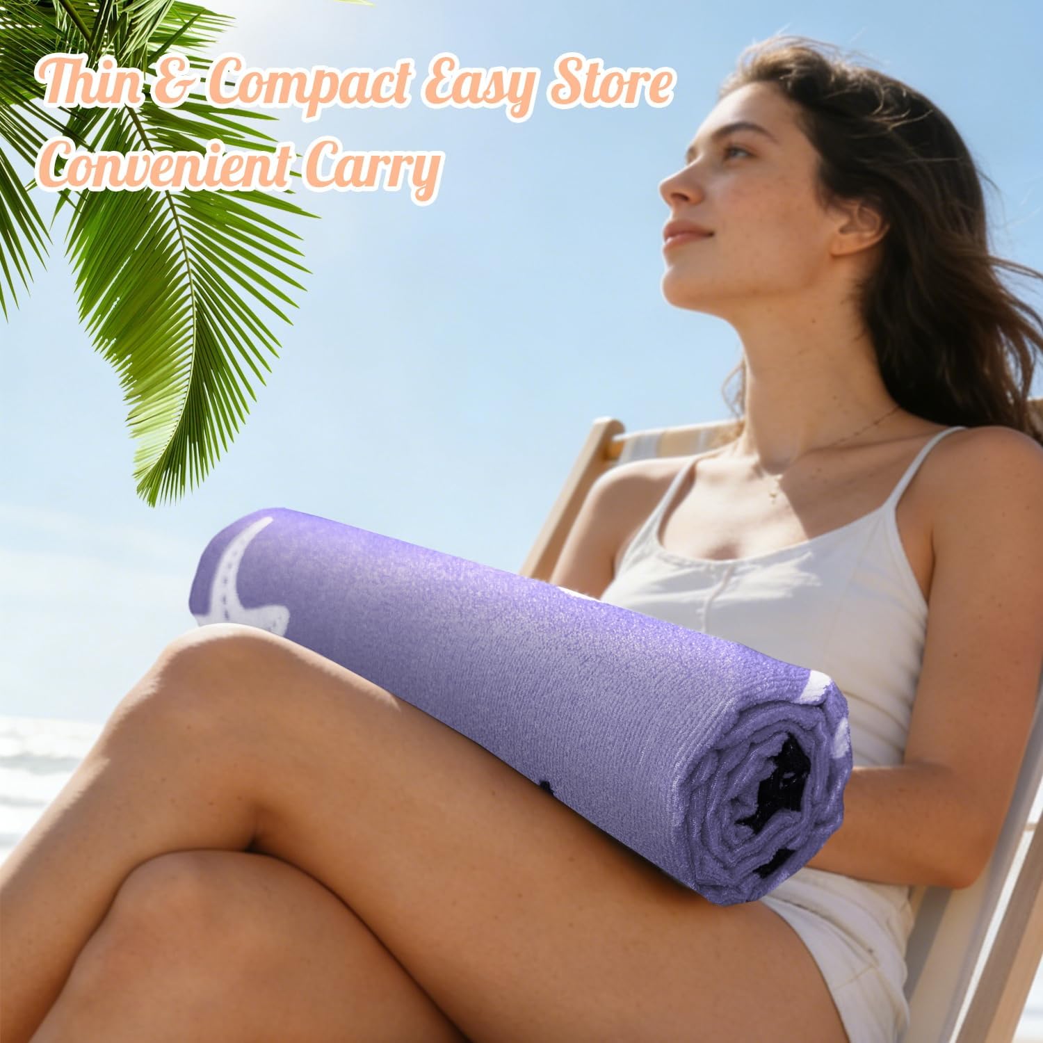 4 Pack Oversized Beach Towels 4 Pack,40”x70” Microfiber Thin Large Beach Towel Set for Adults Travel Camping Swimming,Turtle Starfish Them Sand Free Quick Dry Lightweight XL Pool Towels,Purple